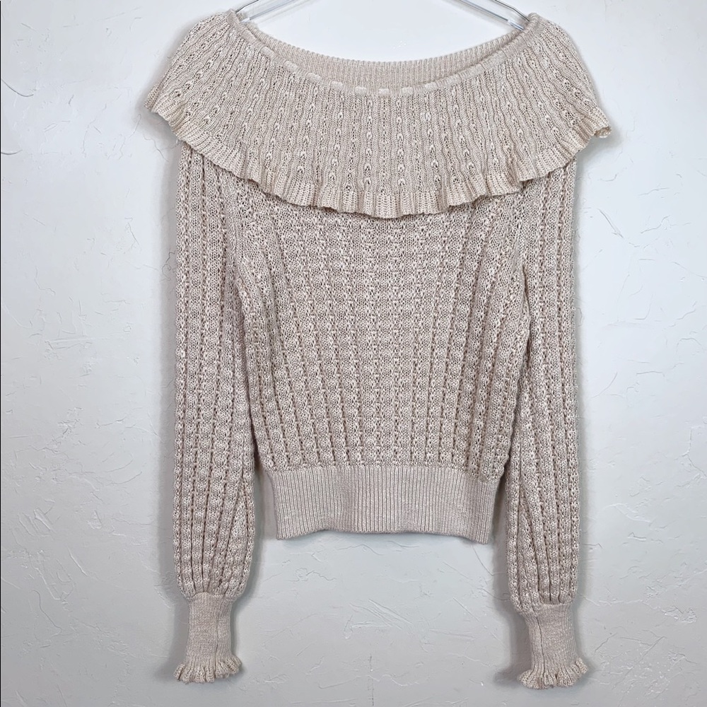 FREE PEOPLE Crazy In Love Off-Shoulder Boho Peasant Sweater S - Picture 3 of 10